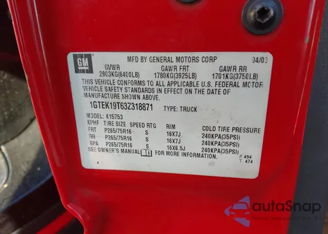 2004 Chevrolet Silverado 1500 Work Truck z USA, uszkodzony, nr VIN 1GCEC19X94Z180566